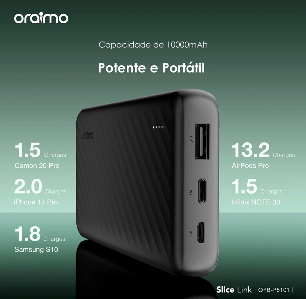 Oraimo Power Bank (Acumulador de Energia) 10.000mAh 12W