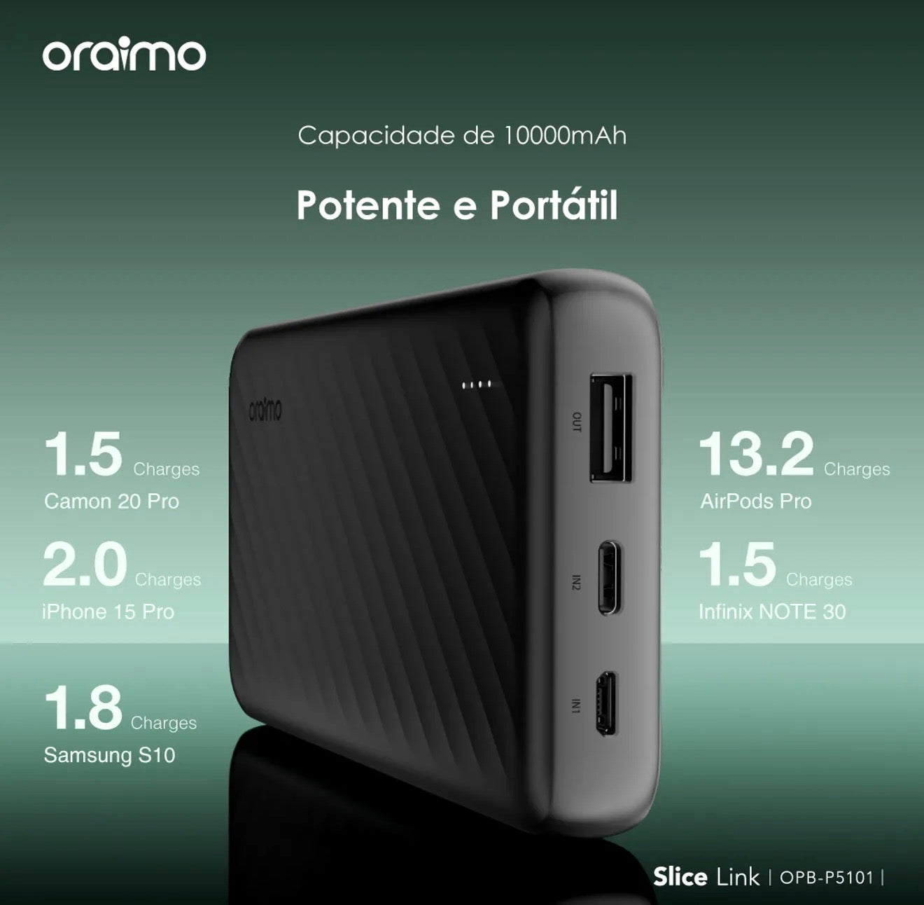Oraimo Power Bank (Acumulador de Energia) 10.000mAh 12W